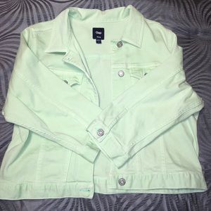 Gap Cropped Jean Jacket Pastel Green Large